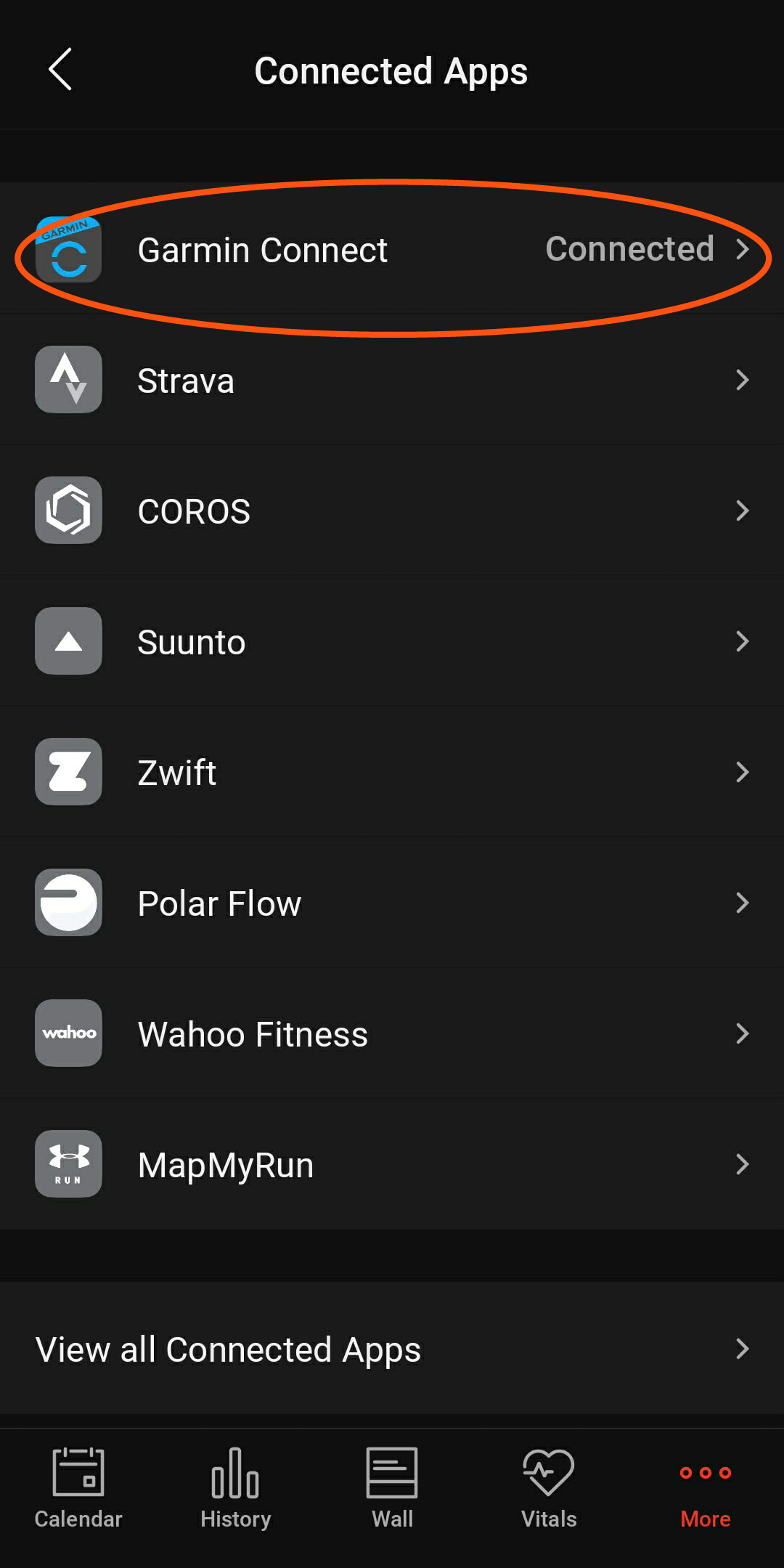 Select specific app to connect
