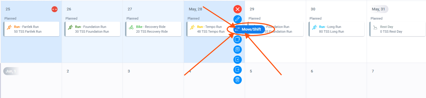 Select Move/Shift from dropdown