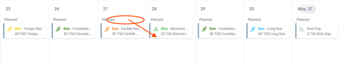 Moving run or bike from day 3 to day 4